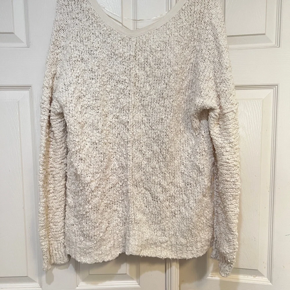Free‎ People Songbird Chunky Popcorn Boucle Loose Knit Sweater Sz medium boho